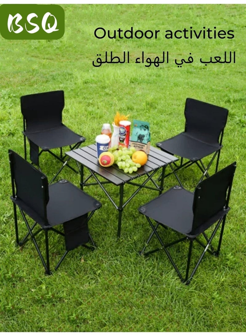 BSQ Portable lightweight folding camping table | Portable roll-up side table | Outdoor camping folding table | Lightweight beach table | Picnic table | With storage bag and mesh bag  （53×51×50cm） - Image 5