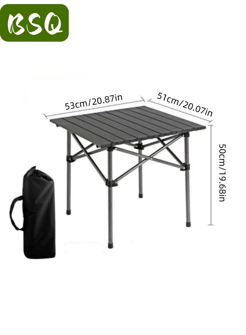 BSQ Portable lightweight folding camping table | Portable roll-up side table | Outdoor camping folding table | Lightweight beach table | Picnic table | With storage bag and mesh bag  （53×51×50cm） - Image 4