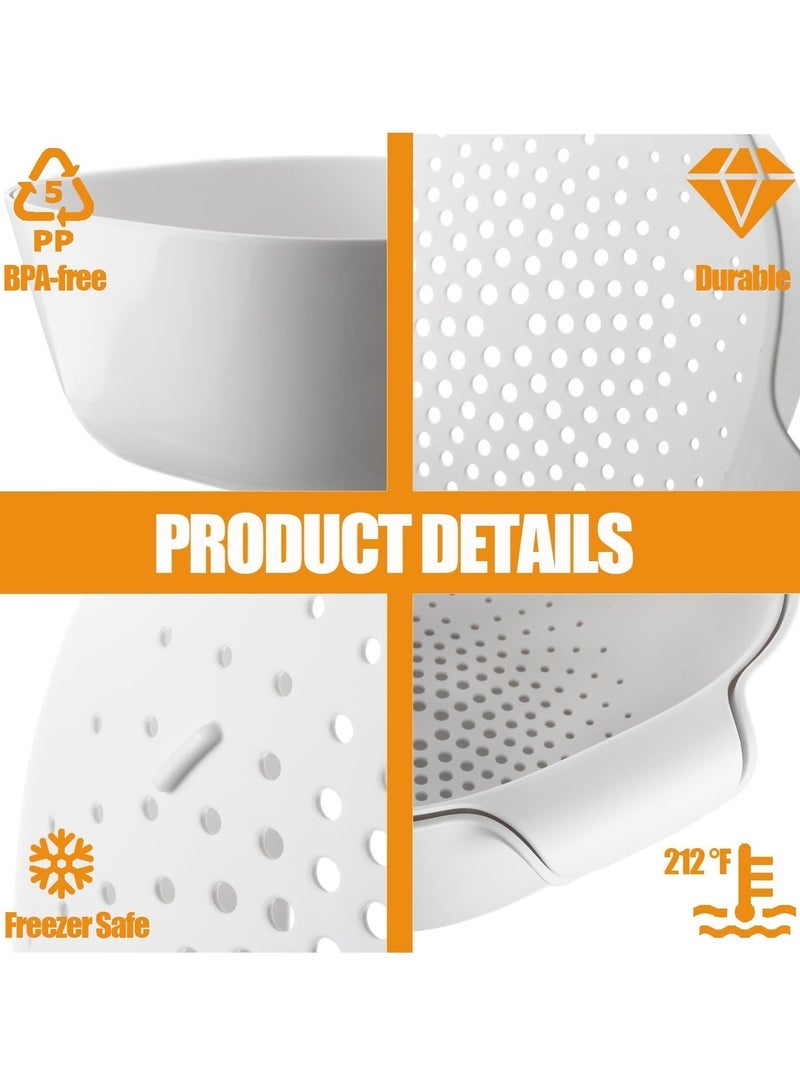Captaintech Large and Small Kitchen Colander Set, Fruits Vegetables Washing Bowl, 2 in 1 Double Layered Plastic Food Strainer Basket for Spaghetti, Berry, Salads, Pasta, BPA-Free, White - Image 2