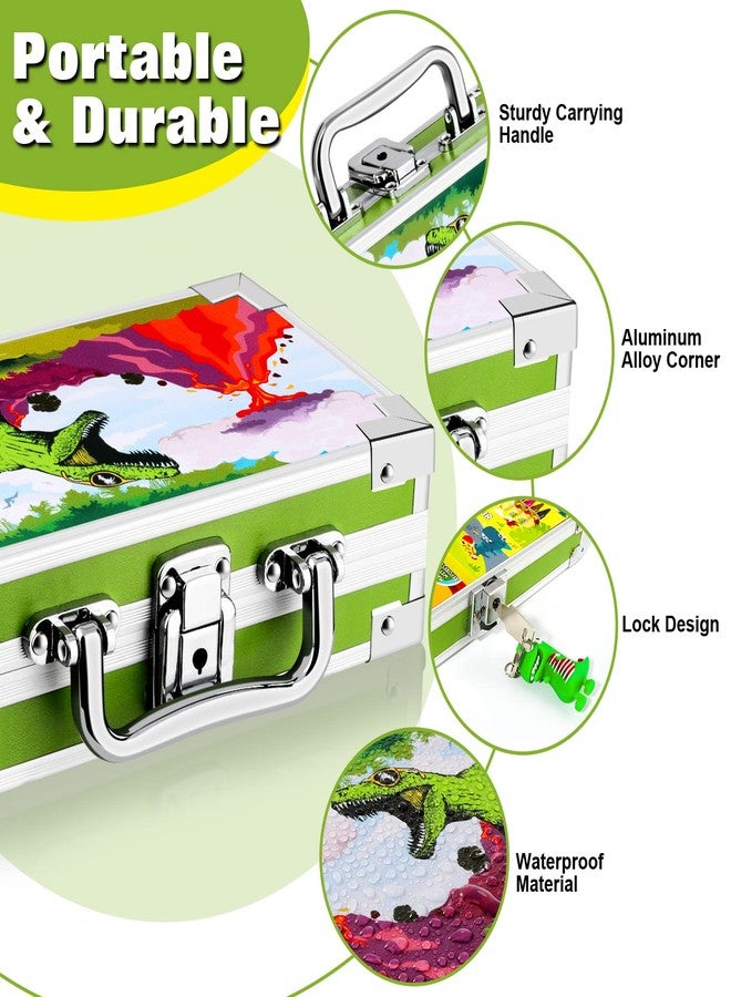 JYPS Dinosaur Pencil Box for Boys & Girls, Lock Box with Portable Handle and Dinosaur Keychain, Green Pencil Case, Cute School Supplies, Back to School Gift - Image 2