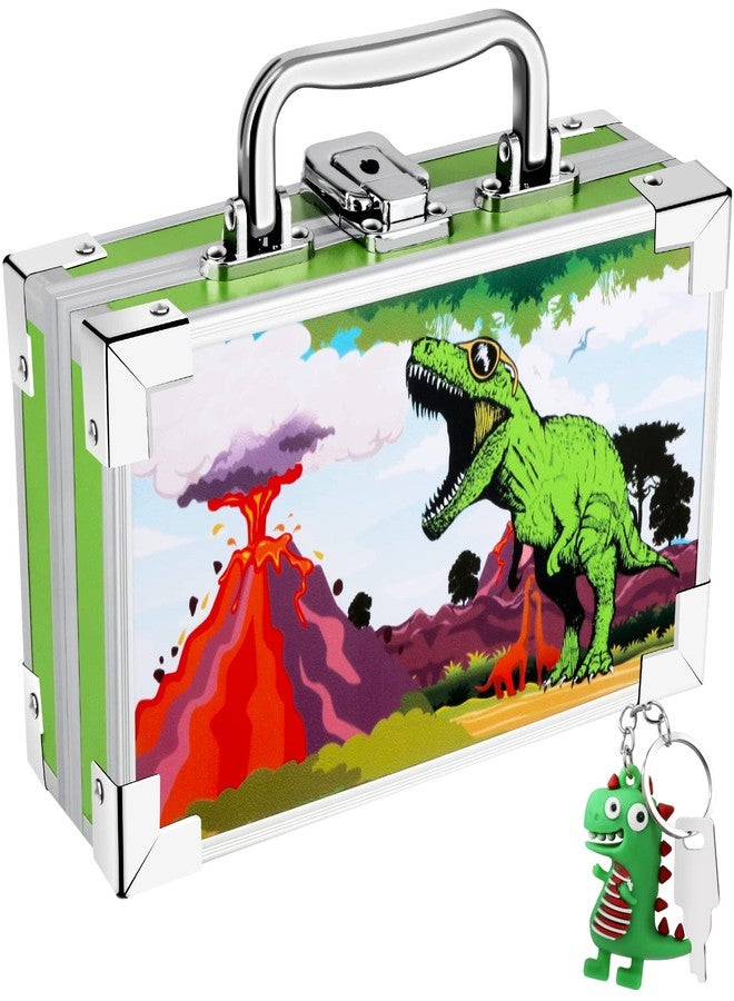 JYPS Dinosaur Pencil Box for Boys & Girls, Lock Box with Portable Handle and Dinosaur Keychain, Green Pencil Case, Cute School Supplies, Back to School Gift - Image 1