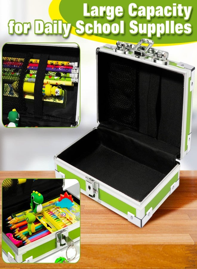 JYPS Dinosaur Pencil Box for Boys & Girls, Lock Box with Portable Handle and Dinosaur Keychain, Green Pencil Case, Cute School Supplies, Back to School Gift - Image 3