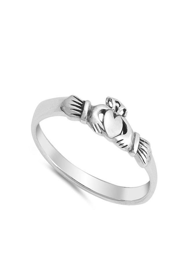 Sac Silver خاتم وعد صداقة قلب كلاداغ جديد .925 فضة استرلينية مقاس 6 - Image 2