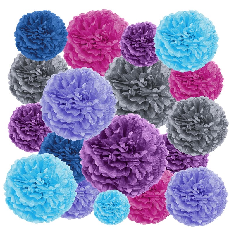 EPIQUEONE Tissue Paper PomPoms Kit DIY Tissue Flower Pom Accent Decoration Vibrant Baby Bridal Party Colors Reusable Party Decorations 20 Count Multicolor 614