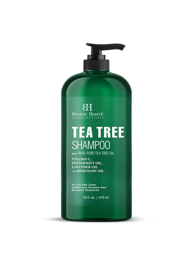 Botanic Hearth Botanic Hearth Tea Tree Shampoo, Vitamin C, Peppermint, Lavender and Rosemary Oil, Fights Dandruff and Dry Scalp, 16 fl oz  - Image 1