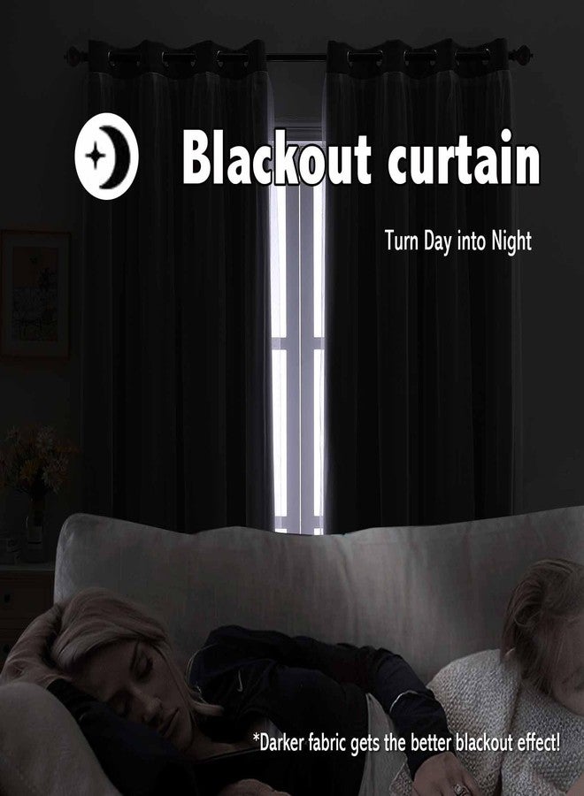 indistar Home Blackout Curtains Double Layer Solid Sheer Grommet Top Window Curtain Panel Pair, 52Wx63L,Grey - Image 3
