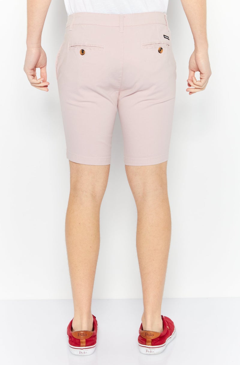 Threadbare Men Slim Fit Solid Basic Shorts, Pink - Image 3