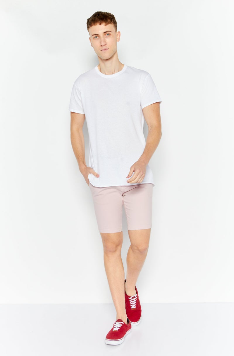 Threadbare Men Slim Fit Solid Basic Shorts, Pink - Image 4