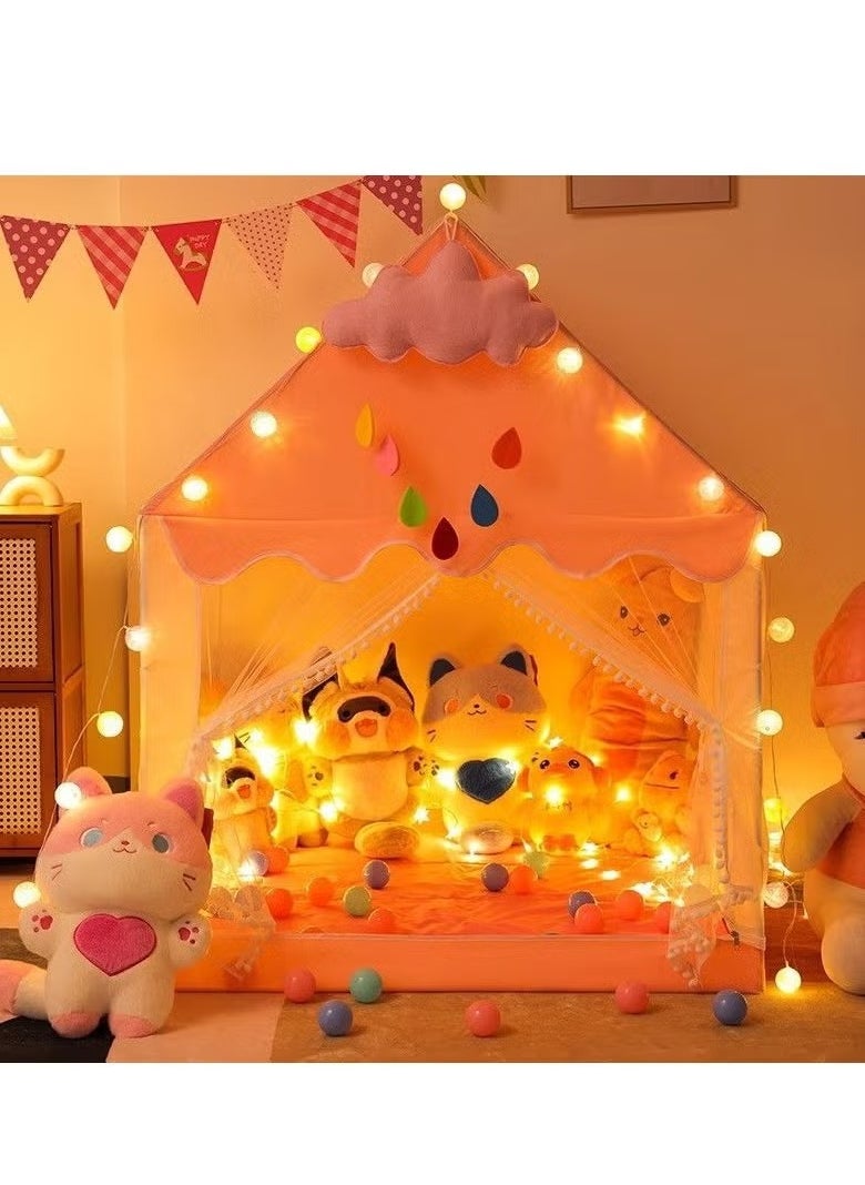 Paka Rabbit Children's play tent with ball lights and clouds for girls, large fairy tale playhouse, suitable for children's princess castle tent, suitable for girls, toddler children's playhouse gift toys  - Image 2
