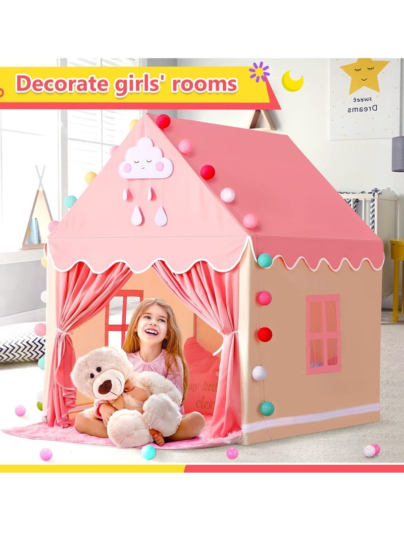 Paka Rabbit Children's play tent with ball lights and clouds for girls, large fairy tale playhouse, suitable for children's princess castle tent, suitable for girls, toddler children's playhouse gift toys  - Image 5