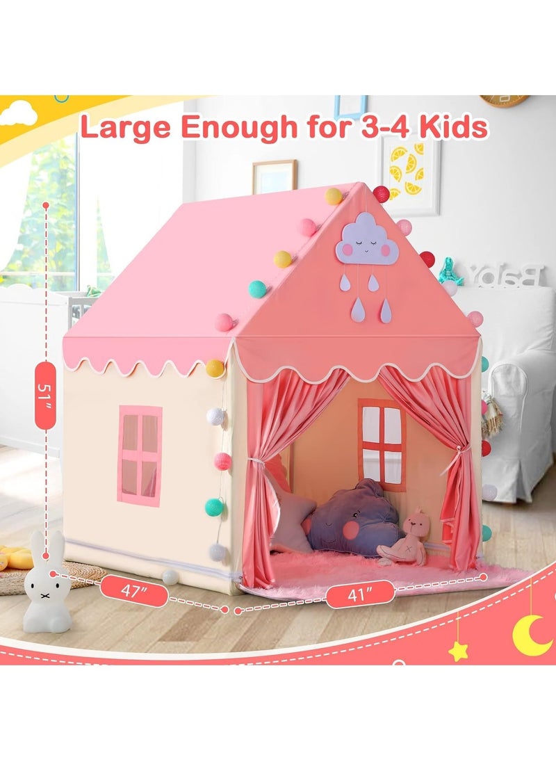 Paka Rabbit Children's play tent with ball lights and clouds for girls, large fairy tale playhouse, suitable for children's princess castle tent, suitable for girls, toddler children's playhouse gift toys  - Image 4