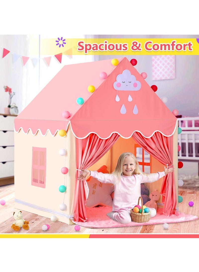 Paka Rabbit Children's play tent with ball lights and clouds for girls, large fairy tale playhouse, suitable for children's princess castle tent, suitable for girls, toddler children's playhouse gift toys  - Image 3