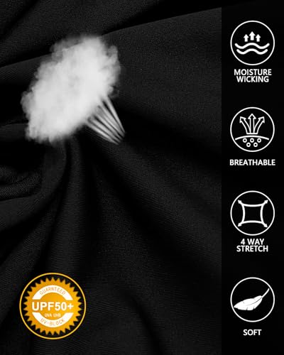 WOWENY 3/4 Sleeve Dress for Women with Pockets V Neck UPF 50+ Casual Sun Dress Breathable Quick Dry Beach Vacation (Black, M) - Image 5