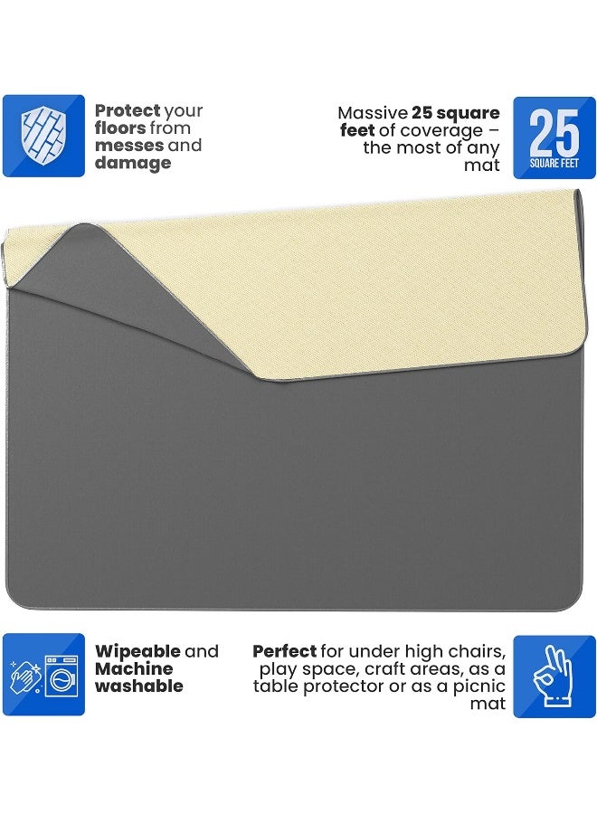 HIGHERHUMAN Super Jumbo Splat Mat – 60” x 60” Extra Large Waterproof and Washable Protective Mess Mat for Floors and Tables During Arts Crafts Painting Playtime and Mess - Image 4
