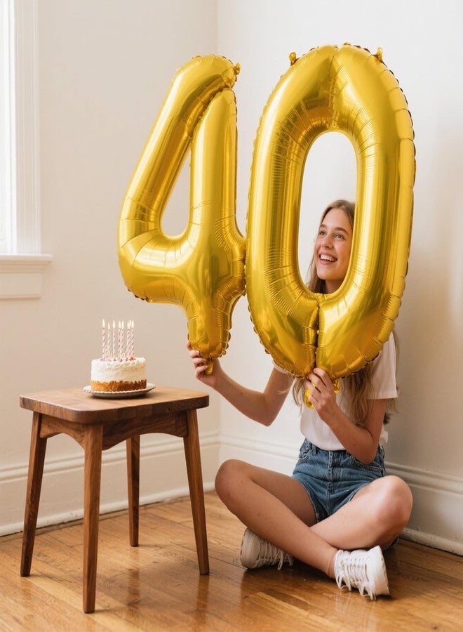Kelfuoya بالونات ذهبية كبيرة على شكل أرقام، مقاس 40 بوصة، مملوءة بالهيليوم، لتزيين حفلات أعياد الميلاد 14 و24 للرجال والنساء، بالإضافة إلى لوازم حفلات الذكرى السنوية الضخمة المصنوعة من المايلر. - Image 5