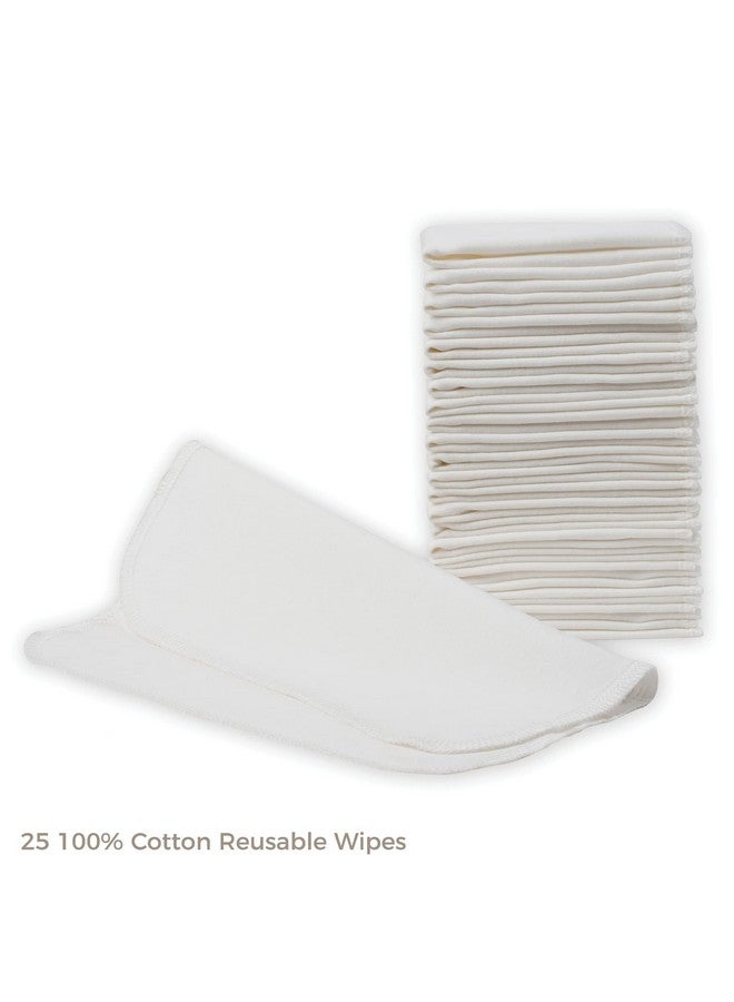 Nora's Nursery Reusable Baby Wipes, 25 Washable Cloth Wipes per Pack, 100% Cotton, Soft and Gentle for Baby's Skin, by Nora's Nursery - Image 3