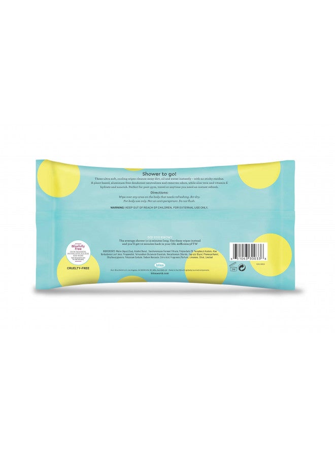 Bliss - Lemon & Sage Refreshing Body Wipes | Plant-Based, Aluminum Free, Natural Deodorant Wipes | All Skin Types | Gym & Travel Wipes for Easy Cleansing | Vegan | Cruelty Free | Paraben Free | 30 ct. - Image 2