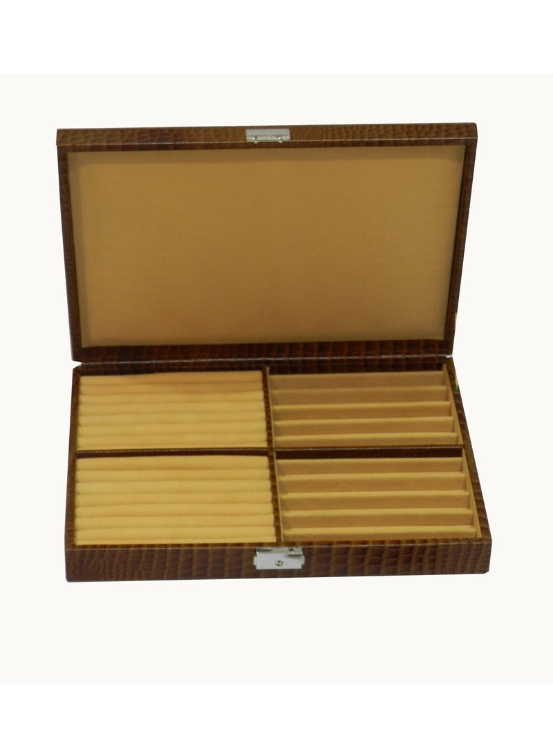 LAVERI LEATHER Laveri 10 Piece Genuine Leather Pen  Case Storage and Fountain Pen , Chain, Braslets ,Ring And Cufflinks Organizer Box with Key Lock  - Image 1