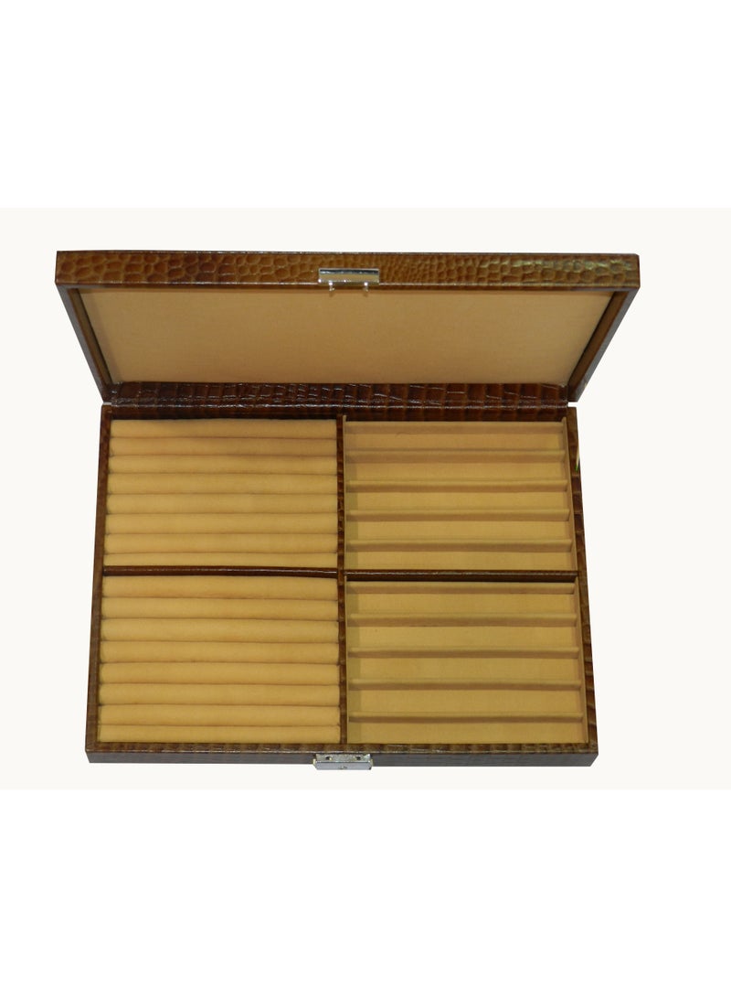 LAVERI LEATHER Laveri 10 Piece Genuine Leather Pen  Case Storage and Fountain Pen , Chain, Braslets ,Ring And Cufflinks Organizer Box with Key Lock  - Image 3
