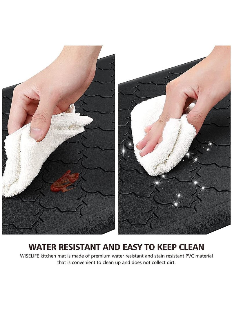 Arabest 2 PCS Kitchen Mat, Cushioned Anti Fatigue Kitchen Rugs, Thick Waterproof Non Slip Desk Mats for Floor, Laundry, Sink, Office (Black)  - Image 4