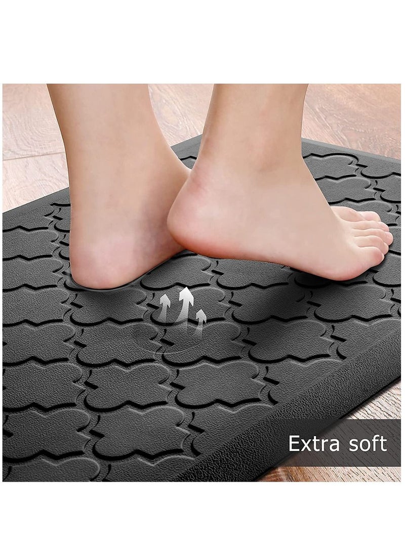 Arabest 2 PCS Kitchen Mat, Cushioned Anti Fatigue Kitchen Rugs, Thick Waterproof Non Slip Desk Mats for Floor, Laundry, Sink, Office (Black)  - Image 5