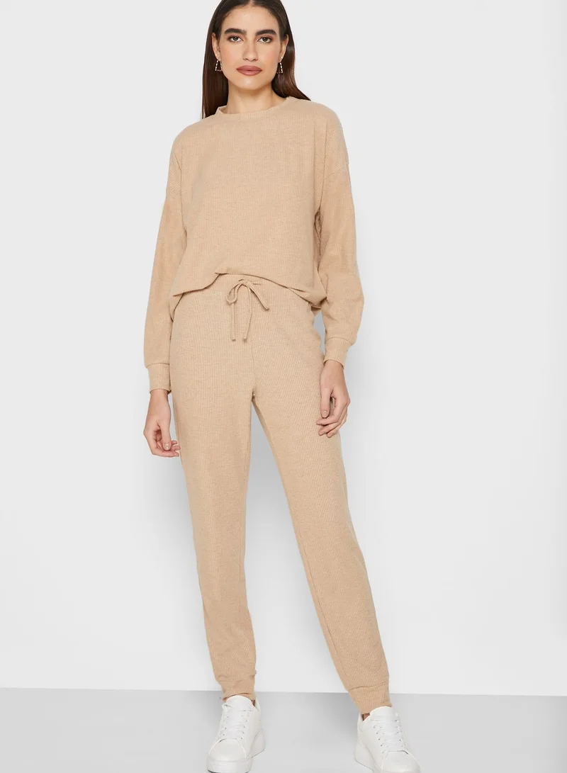 ONLY Crew Neck Cuffed Sleeve Top