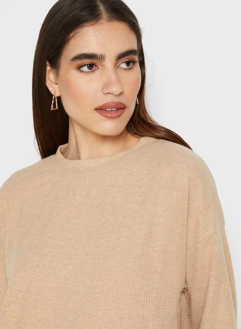 ONLY Crew Neck Cuffed Sleeve Top