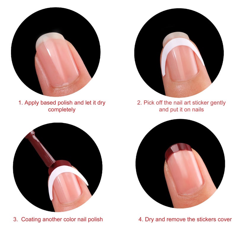 Blulu 576 Pieces French Manicure Nail Stickers Strips, Self Adhesive Nail Sticker Tips for Manicure Decoration DIY Tools (Moon Shape Design, 576 Pieces) - Image 3