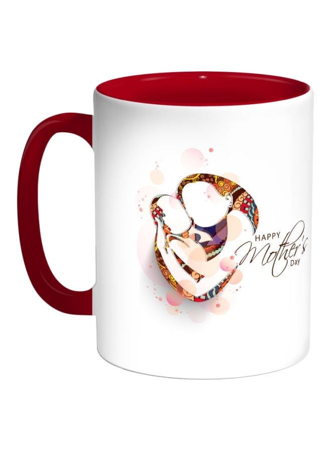 فنجان قهوة مطبوع بمناسبة عيد الأم أحمر/أبيض/وردي 325 مل