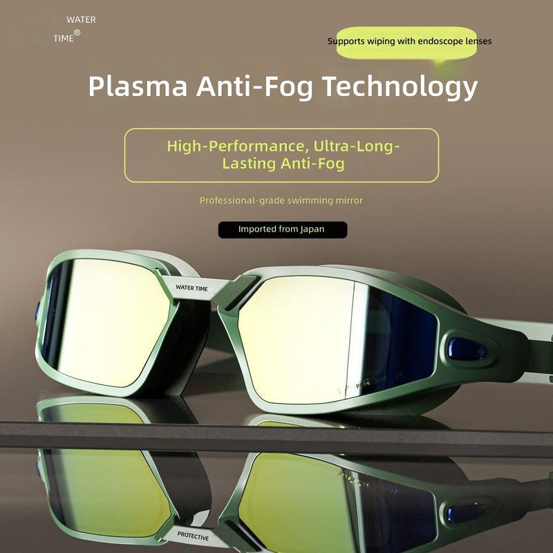 WaterTime Swim Goggles - Plasma Long-Lasting Anti-Fog, Waterproof, Prescription Lenses, High-Definition, with Swim Cap - Image 3