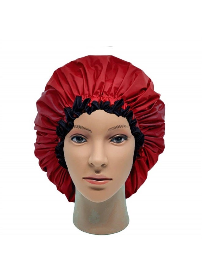 Premium Collection Super Jumbo Shower Cap for Braids Double-Layer Satin Waterproof Reusable Bonnet Sleep Cap
