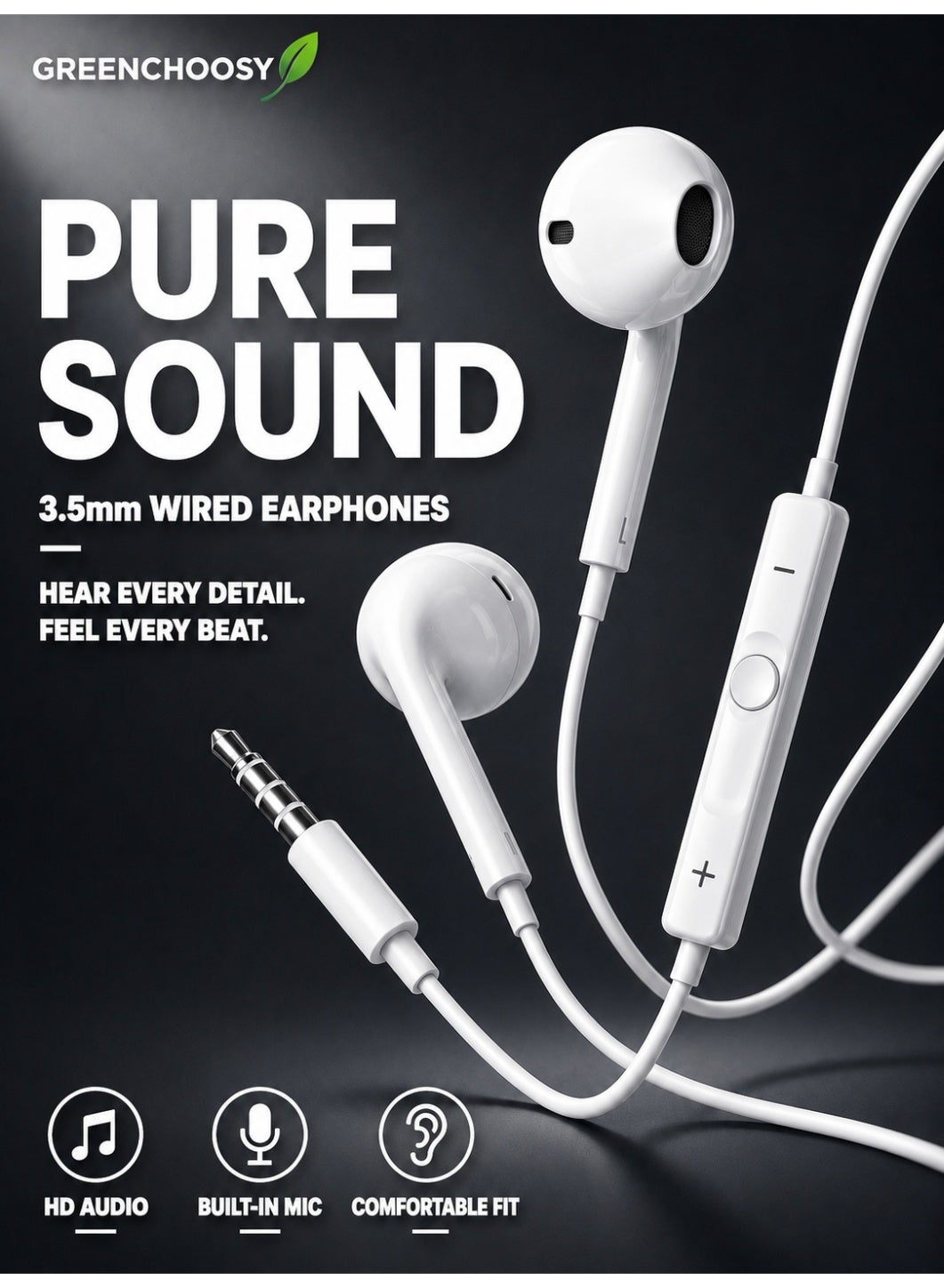 جرين تشوزي Greenchoosy 3 in-ear Wired Headphones
