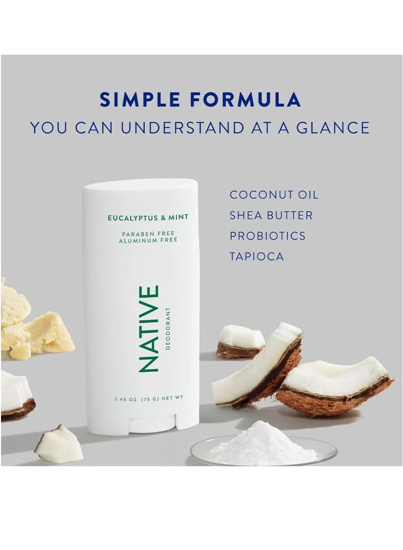 native Deodorant | Natural Deodorant for Men and Women, Aluminum Free with Baking Soda, Probiotics, Coconut Oil and Shea Butter | Eucalyptus & Mint - Image 2