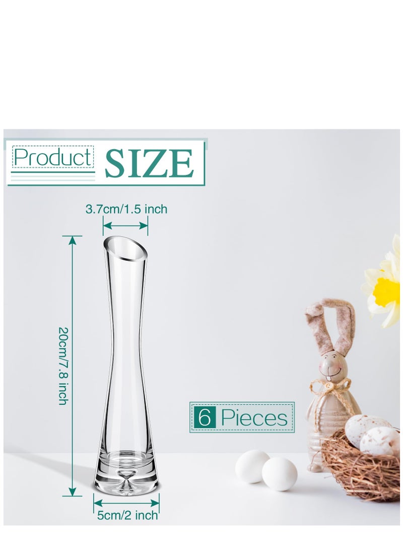 KASTWAVE - 6 Pcs Glass Bud Vases for Centerpieces Maria Bud Vase Modern Clear Small Skinny Decorative Single Flower Vase for Wedding Party Event Home Office Decoration(Transparent Color, 7.87 Inch) - Image 1