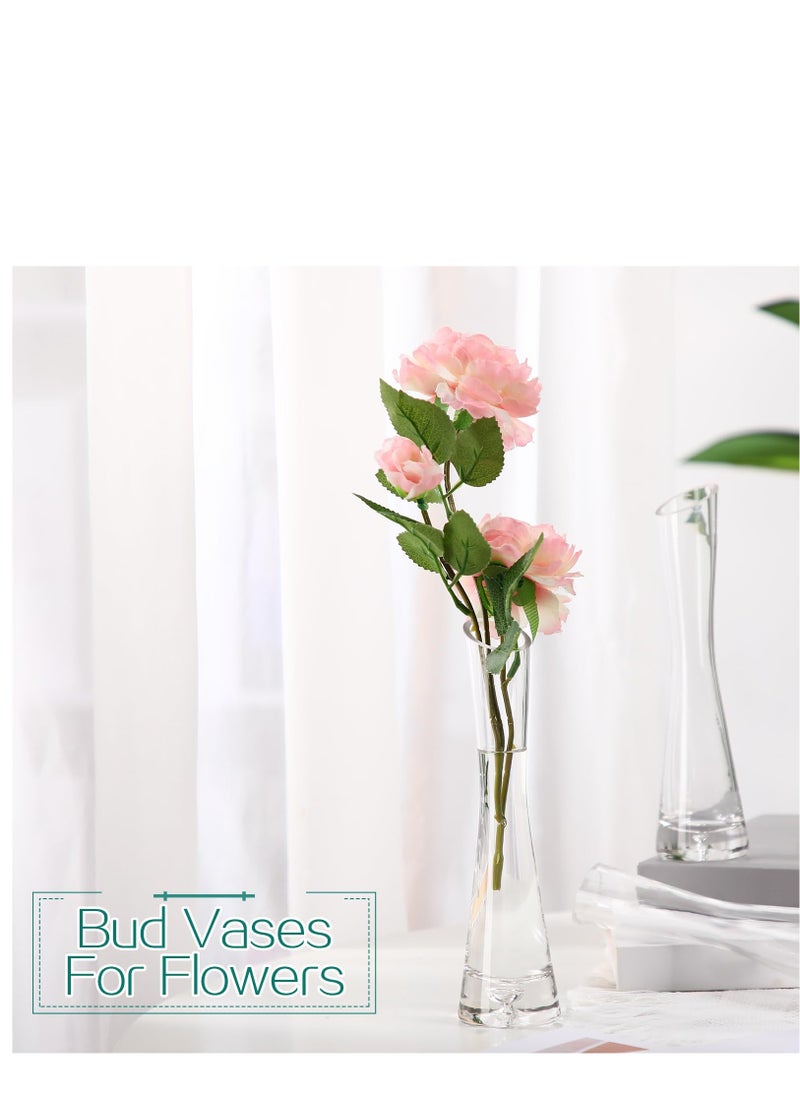 KASTWAVE - 6 Pcs Glass Bud Vases for Centerpieces Maria Bud Vase Modern Clear Small Skinny Decorative Single Flower Vase for Wedding Party Event Home Office Decoration(Transparent Color, 7.87 Inch) - Image 1