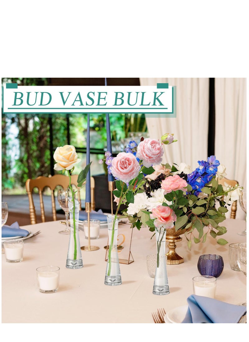 KASTWAVE - 6 Pcs Glass Bud Vases for Centerpieces Maria Bud Vase Modern Clear Small Skinny Decorative Single Flower Vase for Wedding Party Event Home Office Decoration(Transparent Color, 7.87 Inch) - Image 1