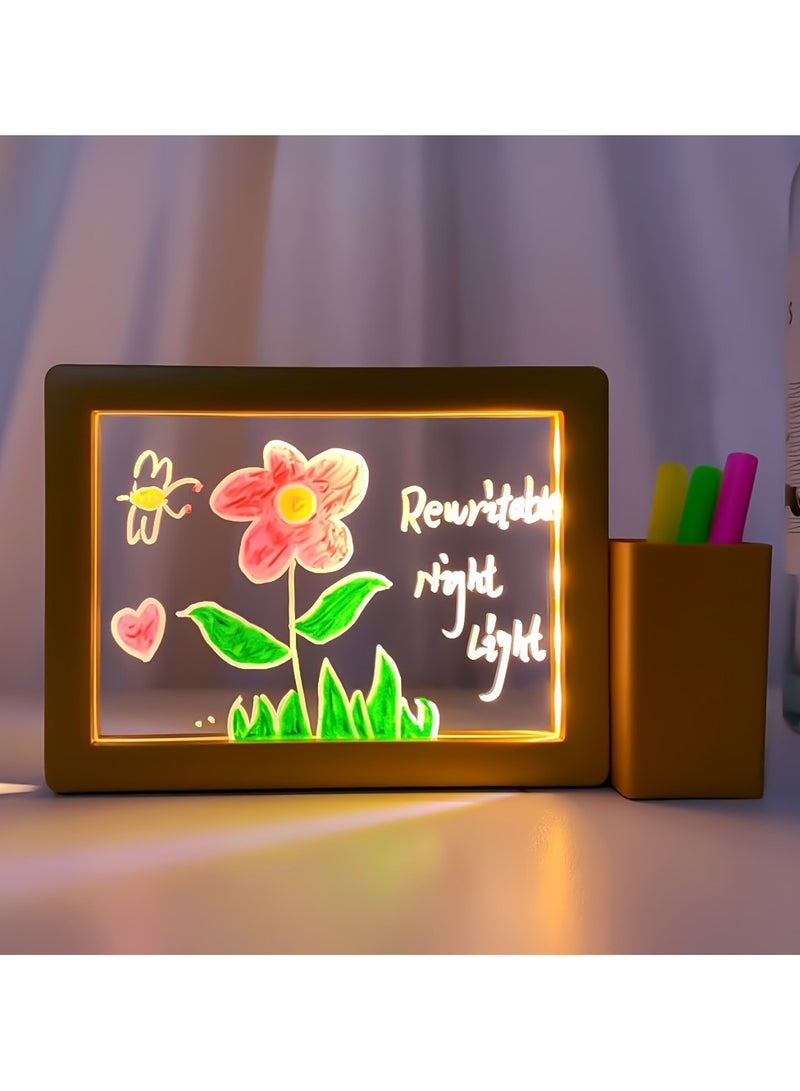 Rewritable Message Board Night Light, USB Transparent Acrylic Reminder Board Table Lamp, Cute Room Decor Desktop Decor Gift - Image 1