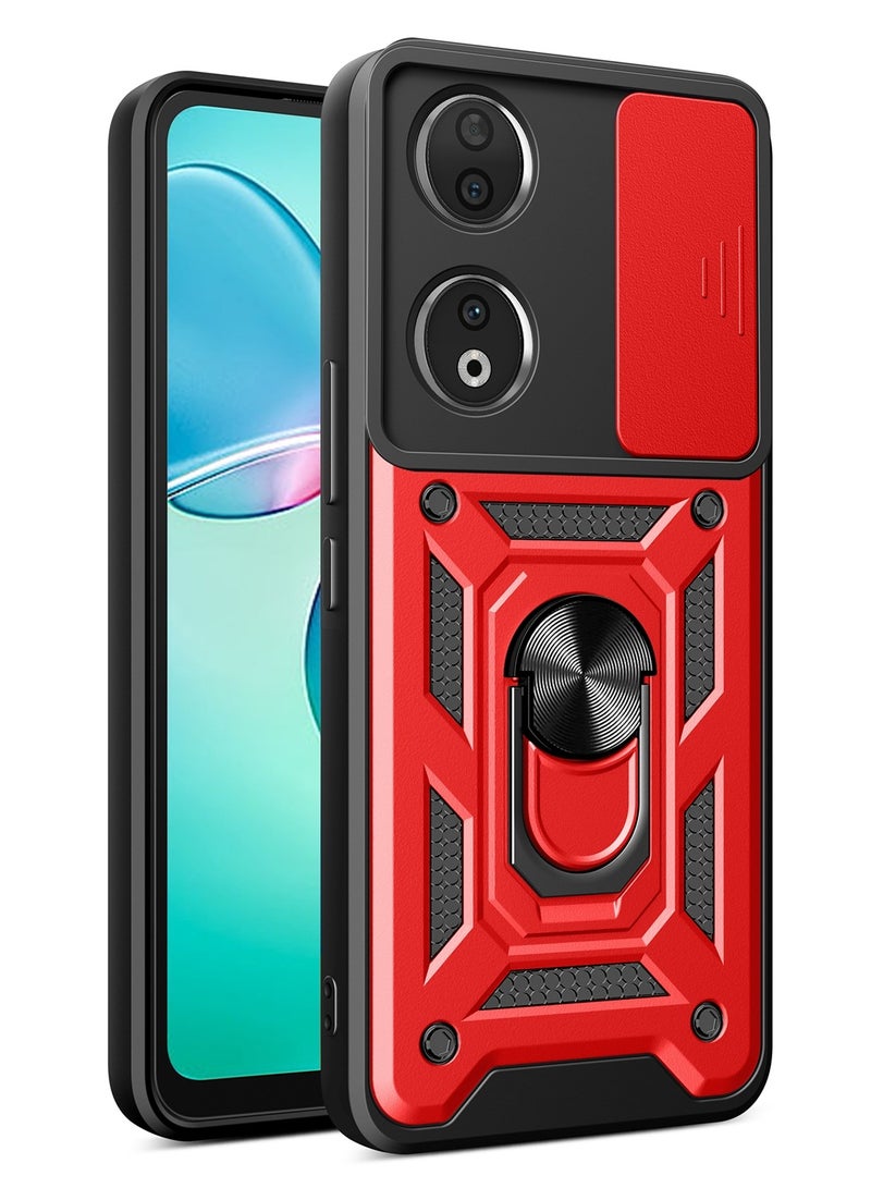 جراب حمايه ويندو مقاوم للصدمات وحمايه للكاميرا مزود بدبله معدنيه متوافق مع   Honor 90 (أحمر)