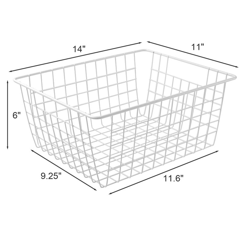 Brightalk 14"" Upright Freezer Storage Baskets  White Wire Storage Bins Large Bakset for Freezer  Pantry  Bathroom Organizing  Set of 4 - Image 2