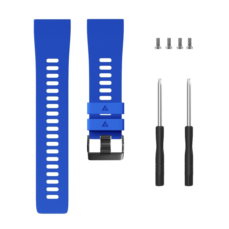 S-TOP For Garmin Forerunner 35 Black Buckle Silicone Watch Band(Dark Blue) - Image 2