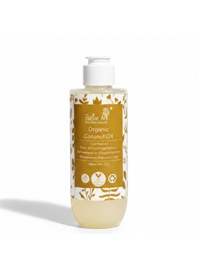 Rustic Art Coconut Oil  Organic & Coldpressed | For Skin & Hair | 200 ml - Image 1