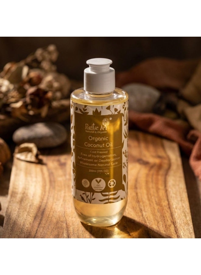 Rustic Art Coconut Oil  Organic & Coldpressed | For Skin & Hair | 200 ml - Image 2