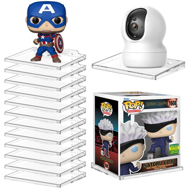 12 Pack Clear Floating Wall Shelf Wall Floating Shelves for Funko Pop Action FiguresSecurity Cameras Baby Monitors Speakers or any small accessoriesWeight capacity is 3lb installed by screws
