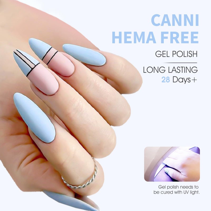 CANNI Light Blue Gel Nail Polish, 1Pcs Baby Blue Gel Polish Pastel Blue Color Nail Polish Gel High Gloss Soak Off U V Gel Nail French Nail Manicure Salon DIY - Image 3