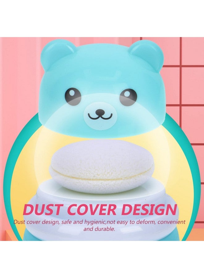 OSALADI Baby Powder Bottle: Cartoon Bear Powder Puff Box, Infant Loose Powder Box with Puff, Talcum Powder Container, Portable Powder Dispenser for Kids (Blue) - Image 1