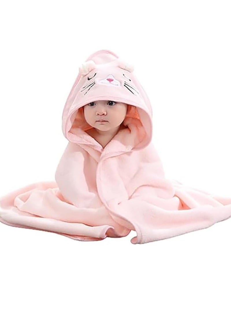 RATSAW Baby Bath Blanket Hooded Baby Towel Large Baby Bath Towel Absorbent Soft Baby Bath Blanket Cute Cartoon Animal Baby Towel for Boy Girl Baby Towel Length 80 cm Width 80 cm - Image 1
