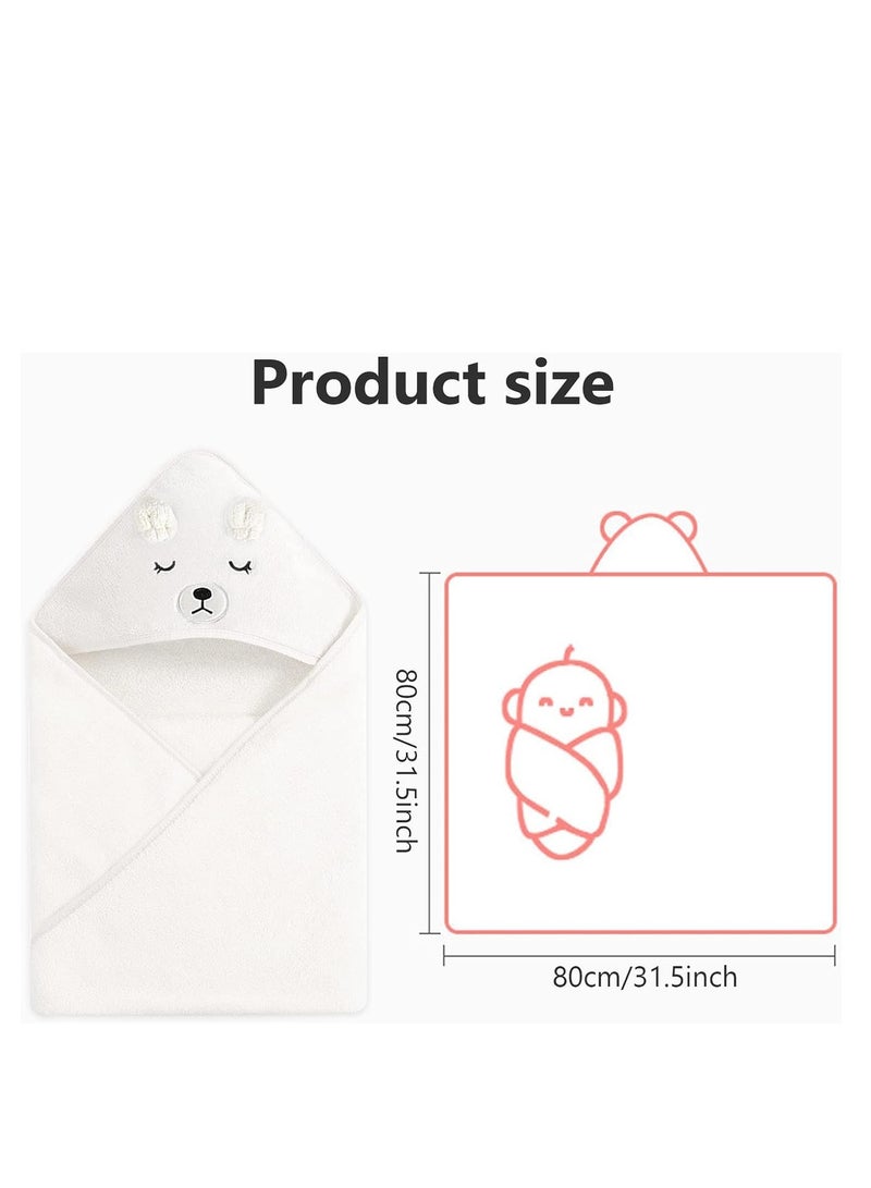 RATSAW Baby Bath Blanket Hooded Baby Towel Large Baby Bath Towel Absorbent Soft Baby Bath Blanket Cute Cartoon Animal Baby Towel for Boy Girl Baby Towel Length 80 cm Width 80 cm - Image 2