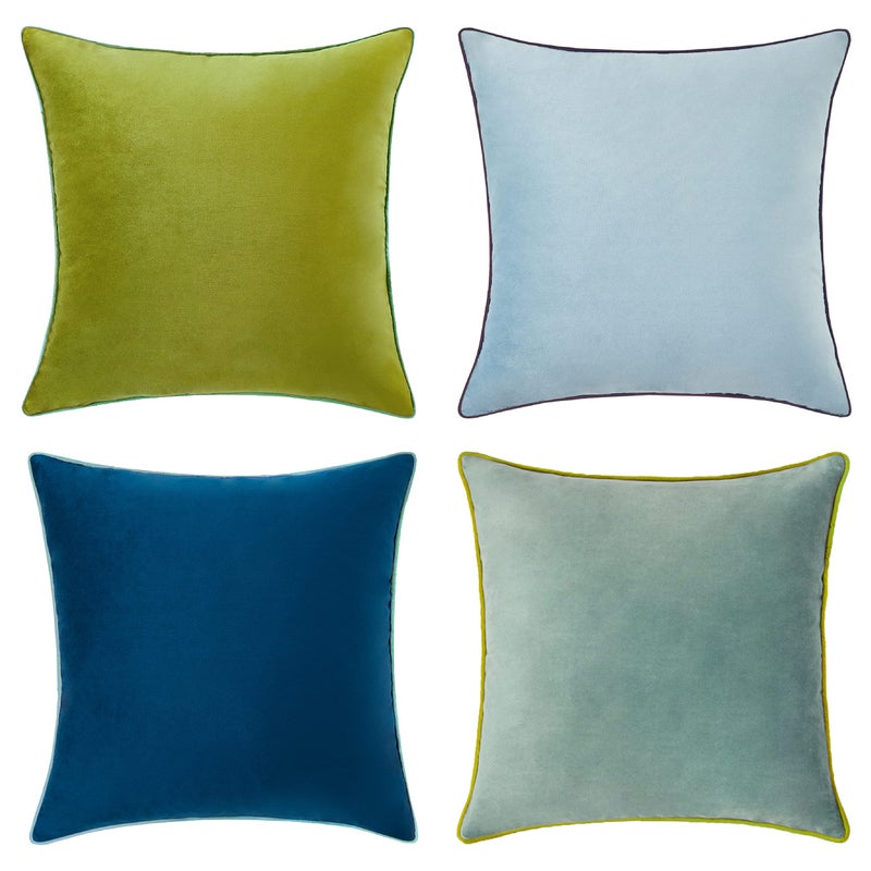 MONDAY MOOSE Decorative Throw Pillow Covers Cushion Cases Set of 4 Soft Velvet Modern DoubleSided Designs Mix and Match for Home Decor Pillow Inserts Not Included 20x20 inch GreenBlue