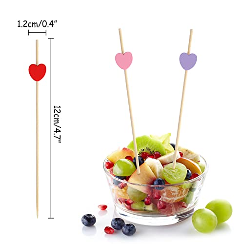 ELECLAND 300 Counts Valentine's Day Heart Cocktail Picks for Party Wooden Cocktail Toothpicks 4.7 In Heart Stick Appetizer Picks Fruit Forks for Valentine's Day Decorations - Image 4
