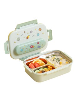 Generic 316 Stainless Steel Insulated Lunch Box Student Cute Compartment Lunch Box Office Worker Portable Lunch Box (Three Compartments Light Green)  - Image 1